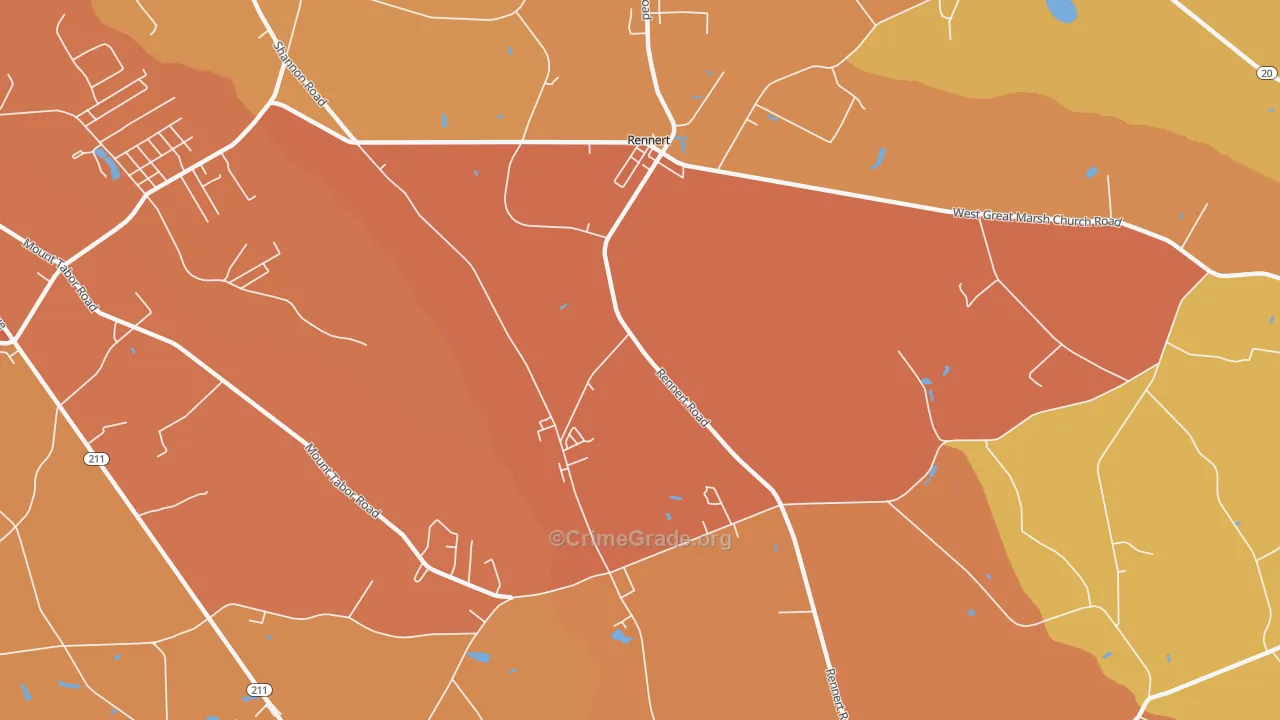 Rennert, NC Map of Burglary Rates