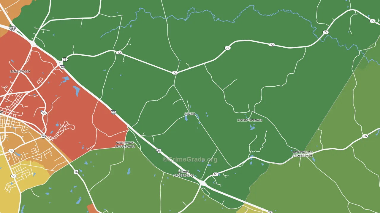 Renno, SC Map of Burglary Rates
