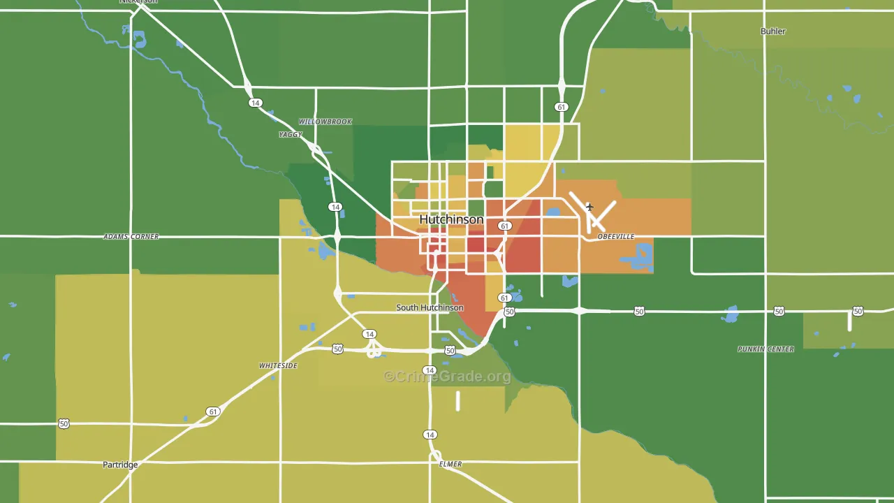 Reno County, KS Map of Burglary Rates