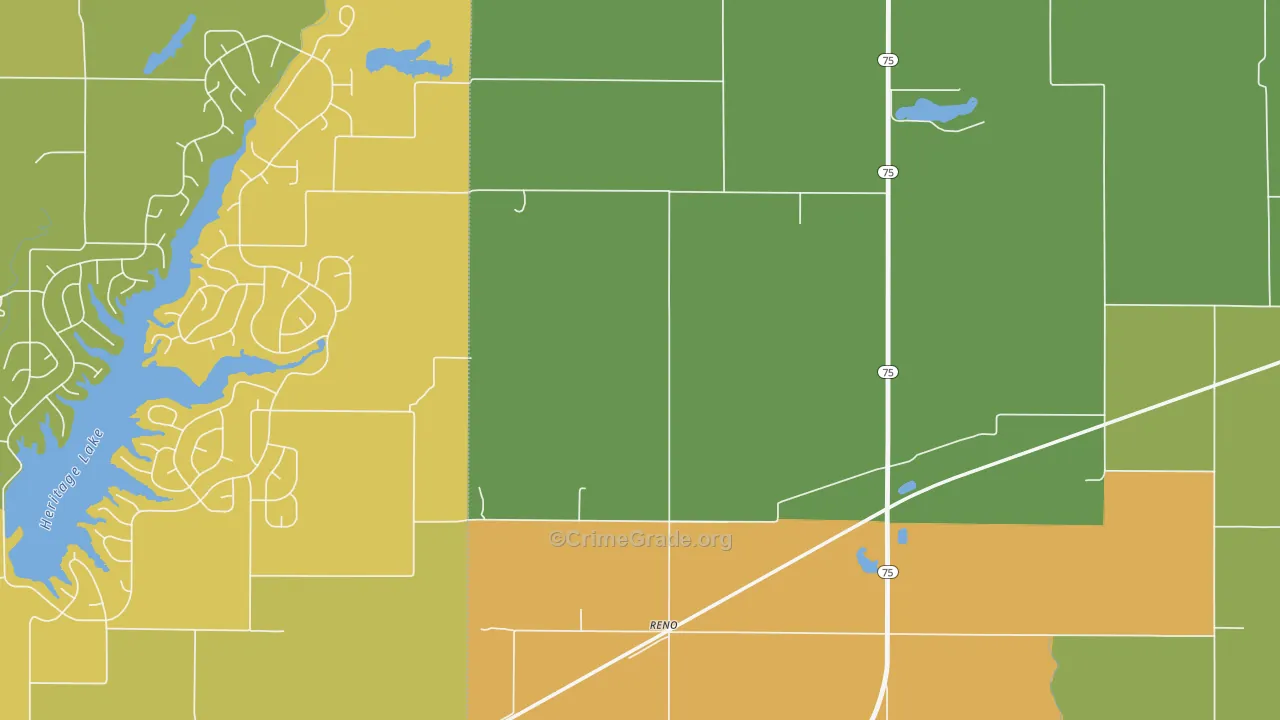 Reno, IN Map of Burglary Rates