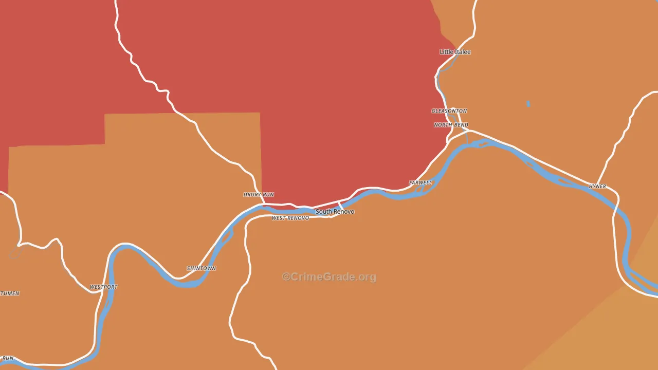 Renovo, PA Map of Burglary Rates