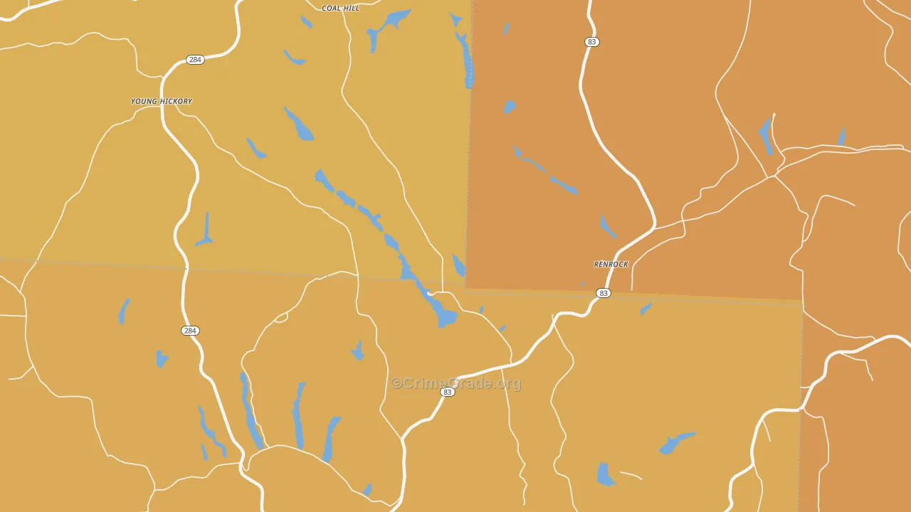 Renrock, OH Map of Burglary Rates