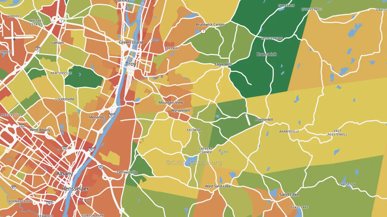 Rensselaer County, NY Map of Burglary Rates