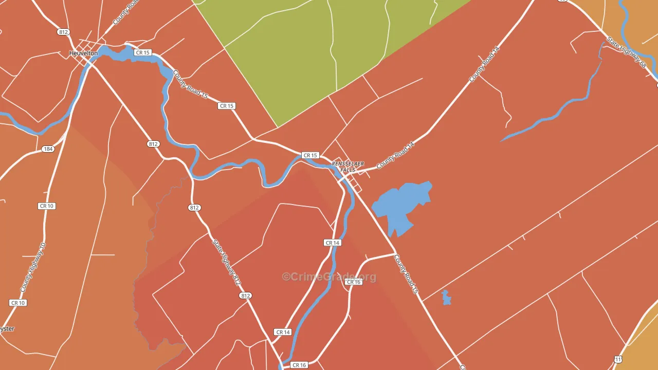 Rensselaer Falls, NY Map of Burglary Rates
