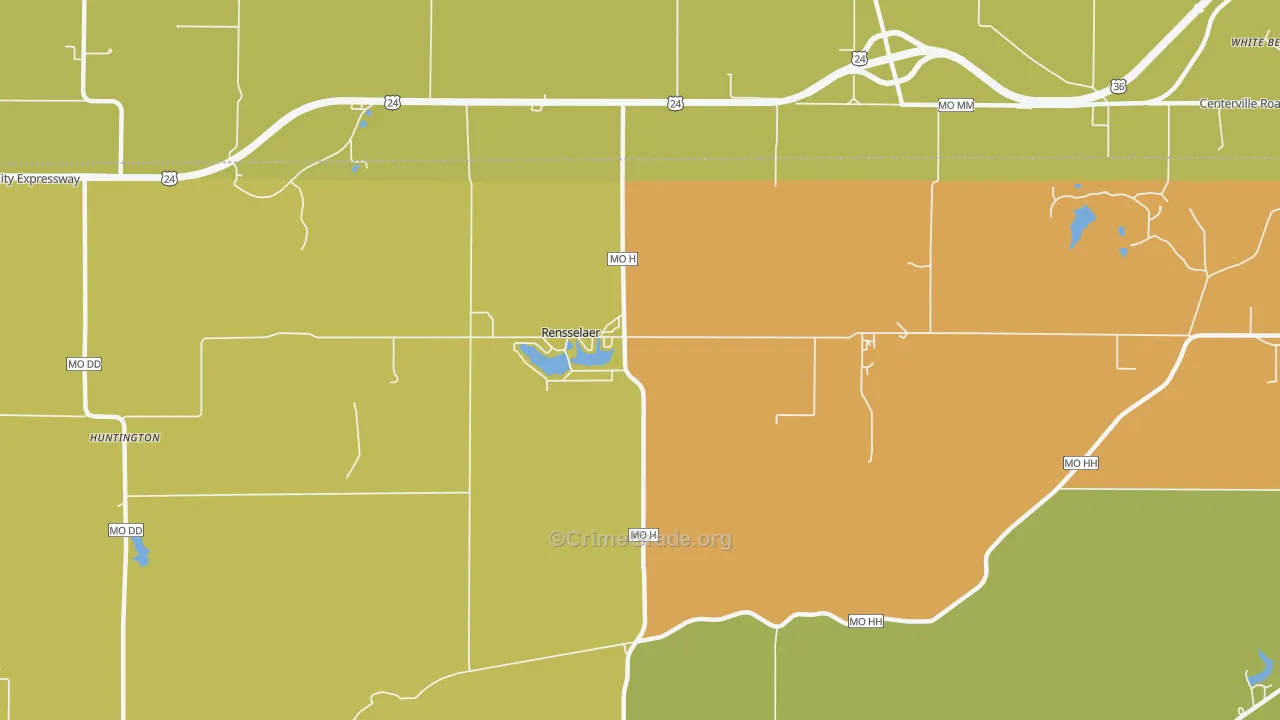 Rensselaer, MO Map of Burglary Rates