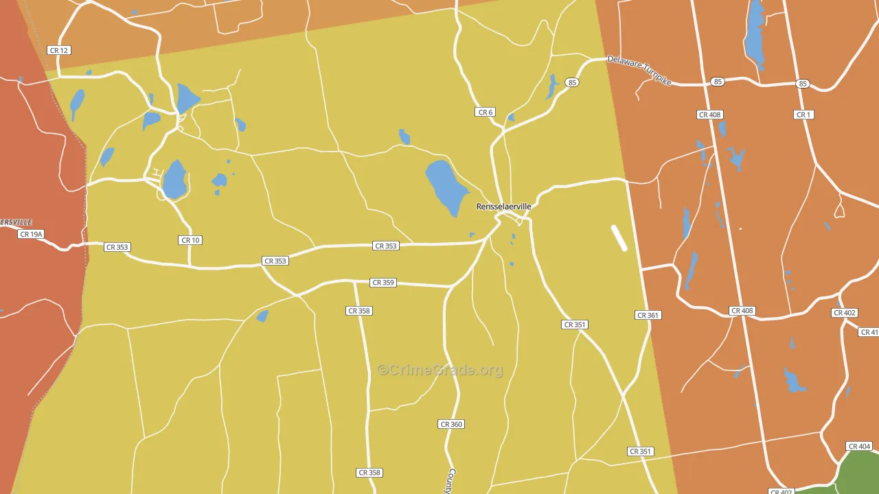 Rensselaerville, NY Map of Burglary Rates