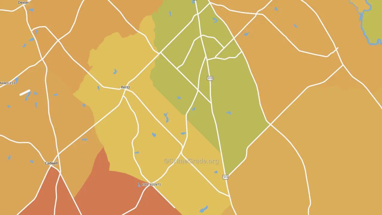 Rentz, GA Map of Burglary Rates