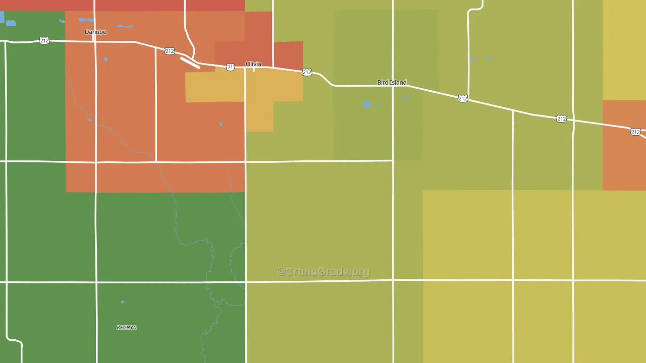 Renville County, MN Map of Burglary Rates