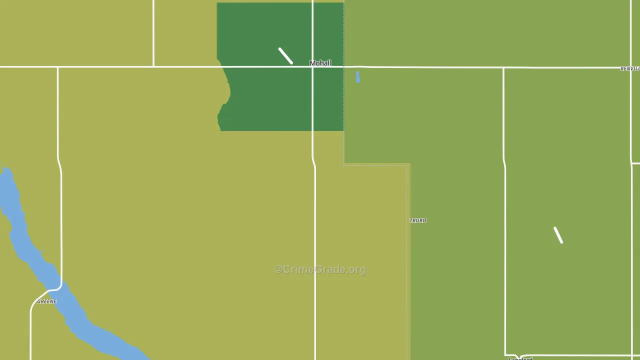 Renville County, ND Map of Burglary Rates