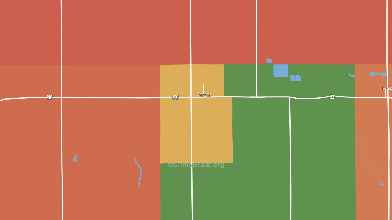 Renville, MN Map of Burglary Rates