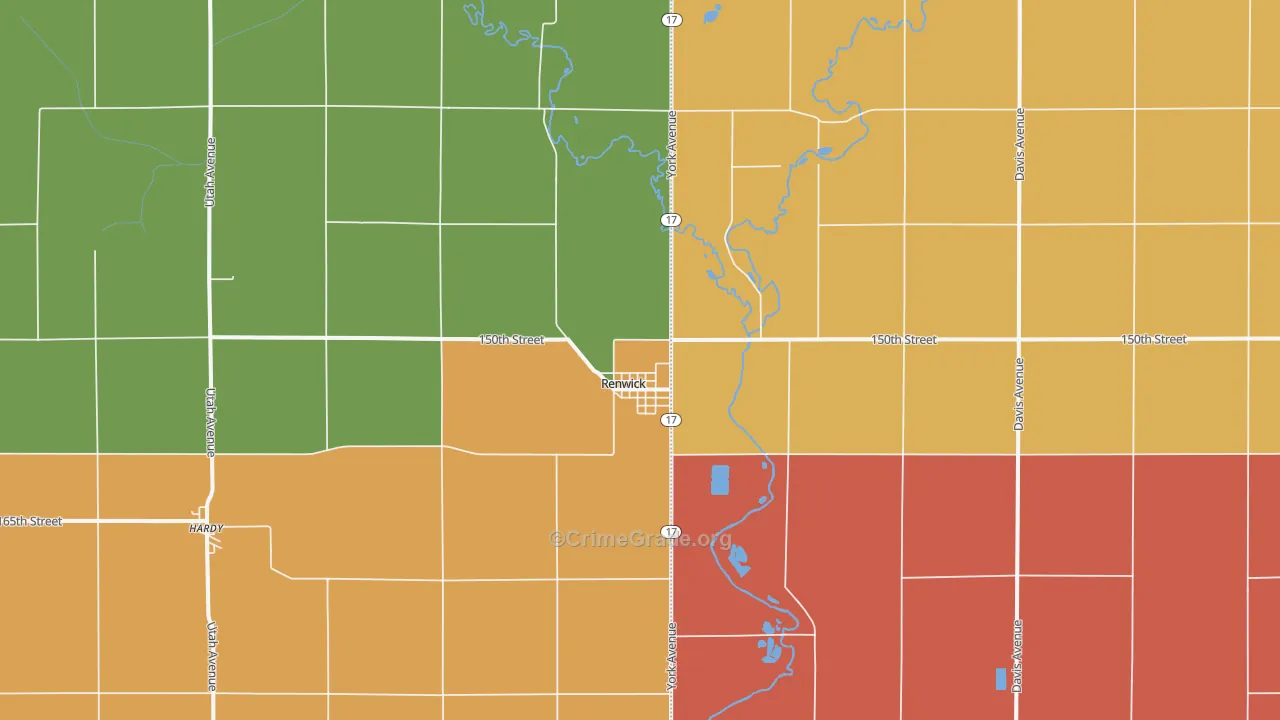 Renwick, IA Map of Burglary Rates