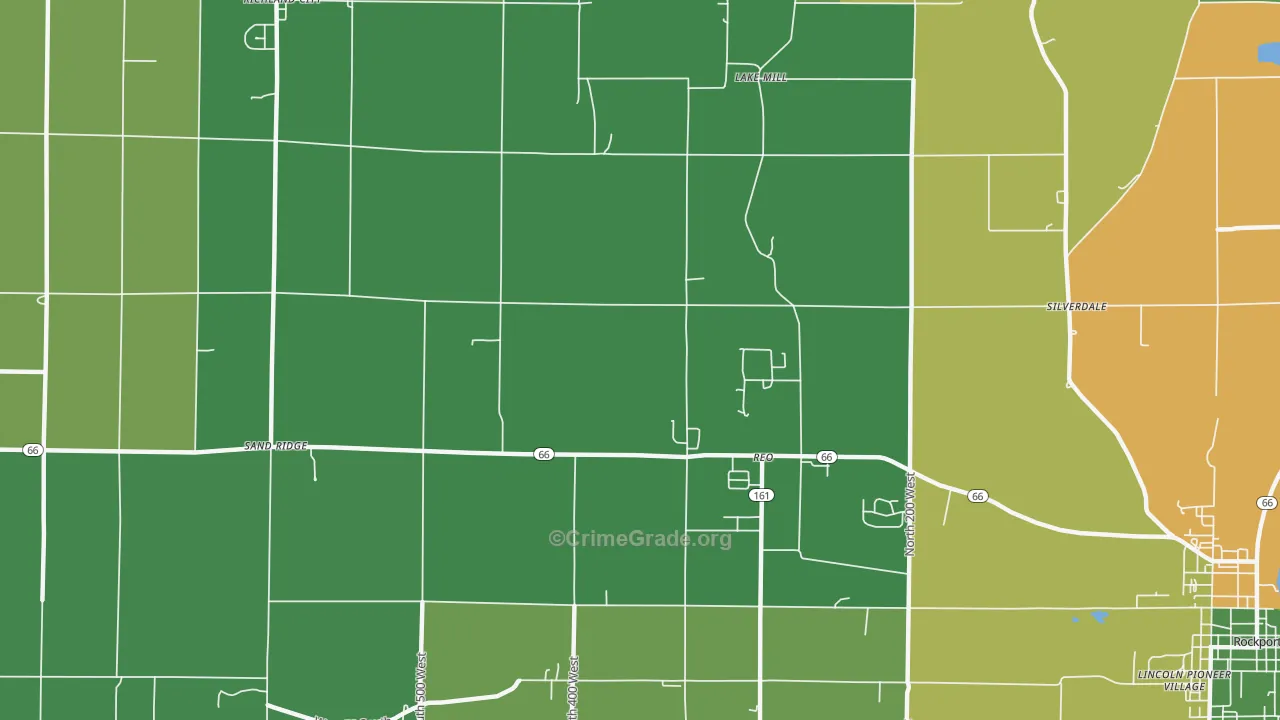 Reo, IN Map of Burglary Rates
