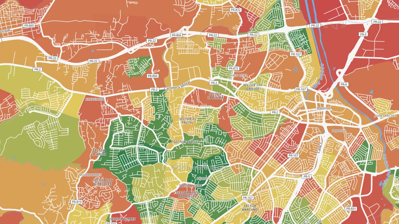 Reparto Valencia, Bayamon, PR Map of Burglary Rates