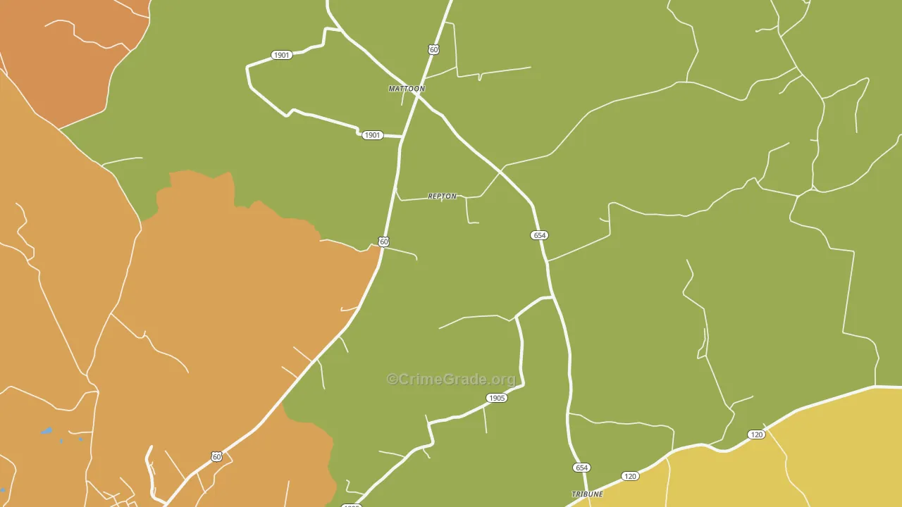 Repton, KY Map of Burglary Rates
