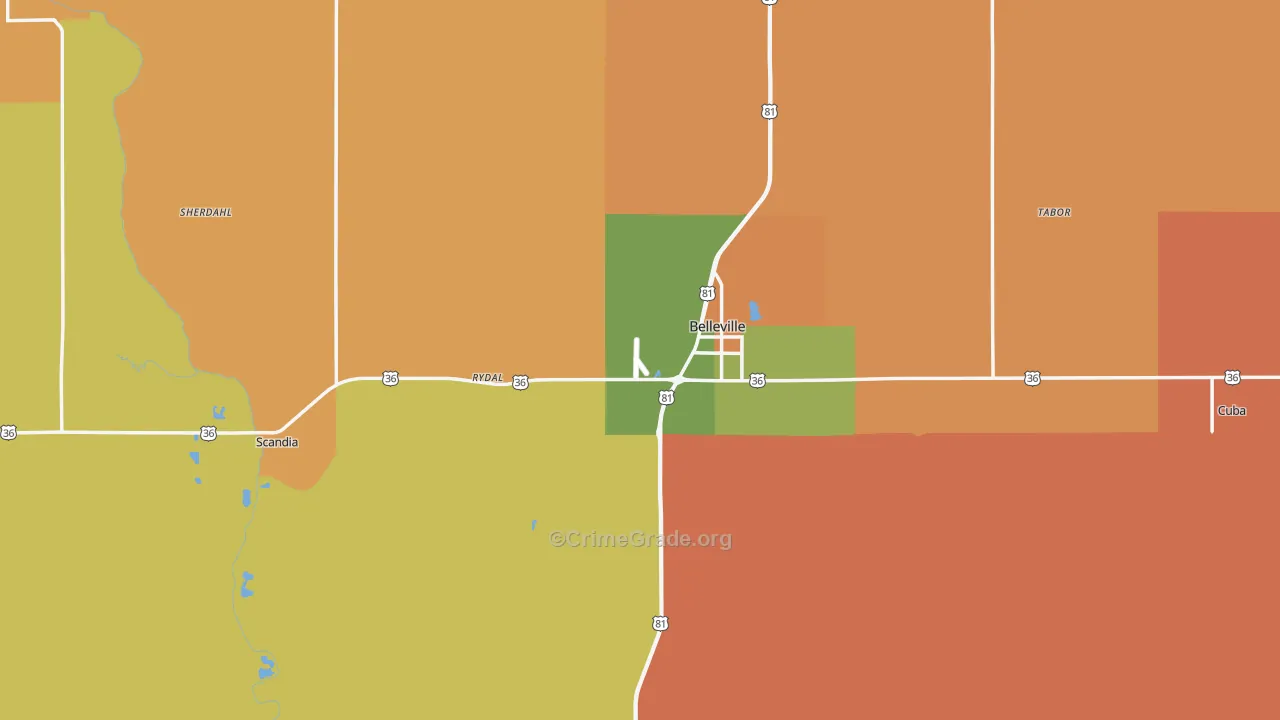 Republic County, KS Map of Burglary Rates
