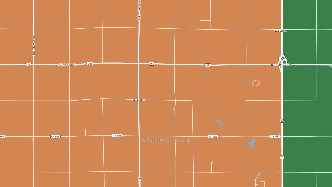Republic, IA Map of Burglary Rates