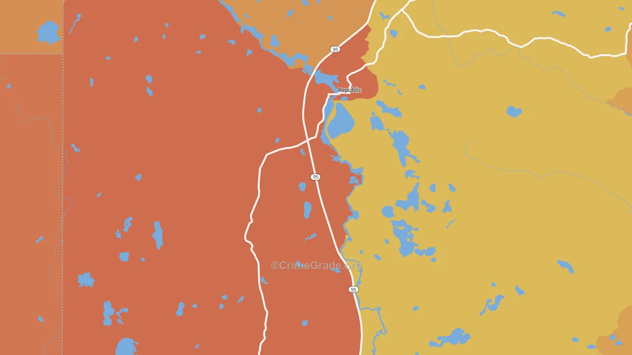 Republic, MI Map of Burglary Rates