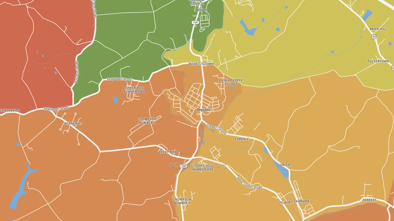 Republic, PA Map of Burglary Rates