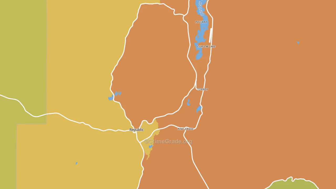 Republic, WA Map of Burglary Rates