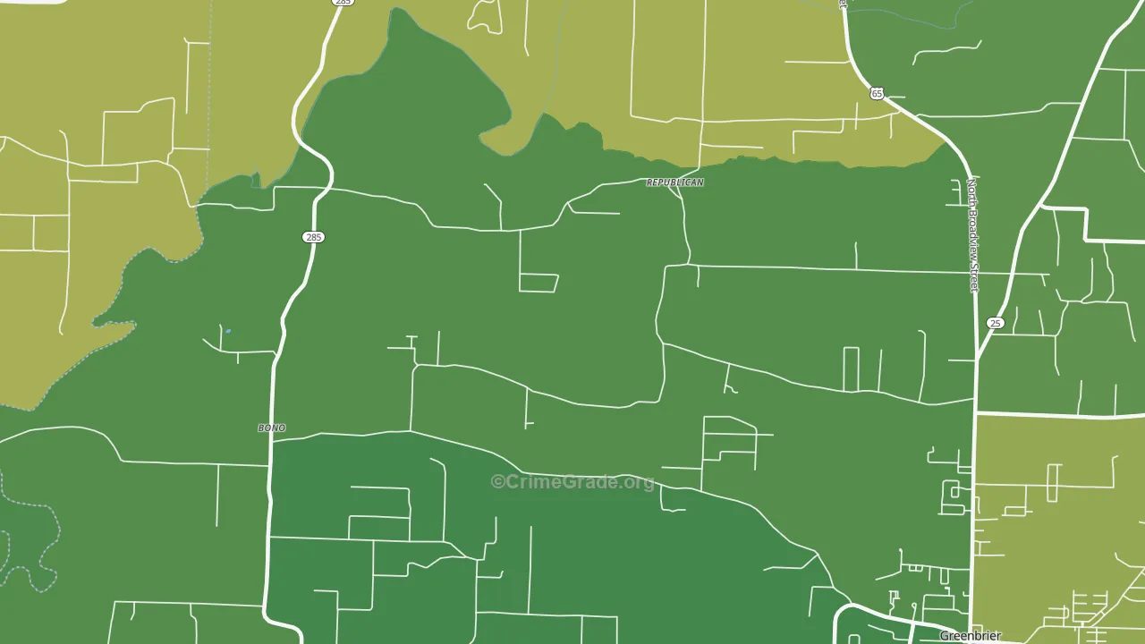 Republican, AR Map of Burglary Rates