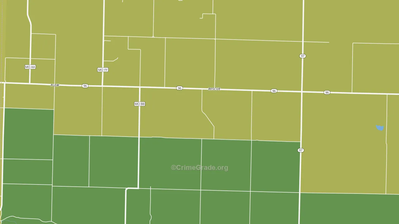 Rescue, MO Map of Burglary Rates