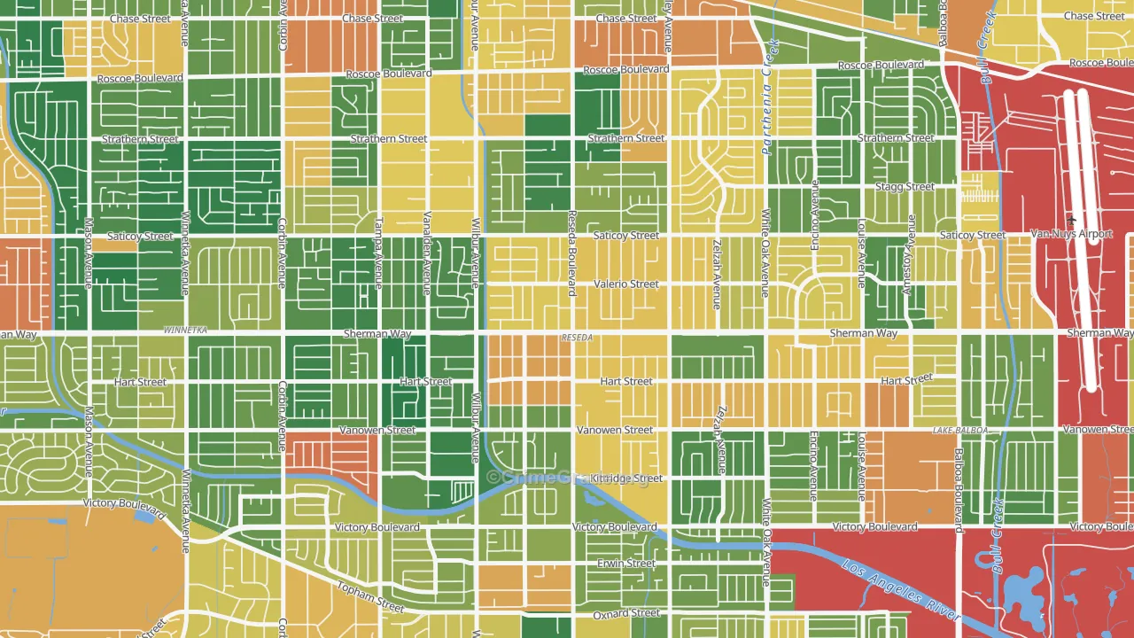 Reseda, CA Map of Burglary Rates