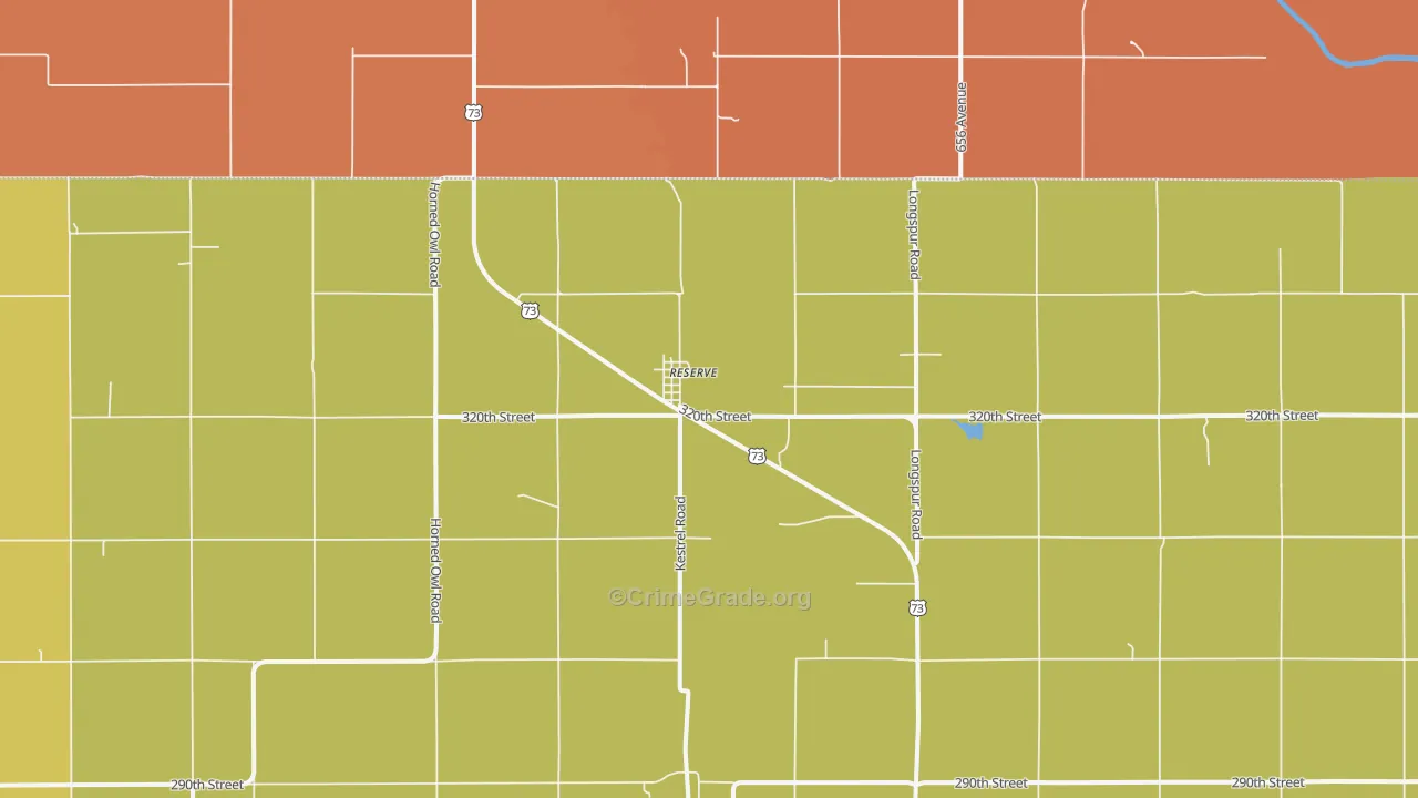 Reserve, KS Map of Burglary Rates