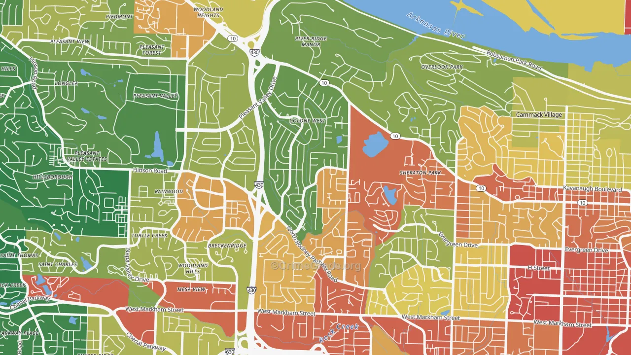 Reservoir, Little Rock, AR Map of Burglary Rates