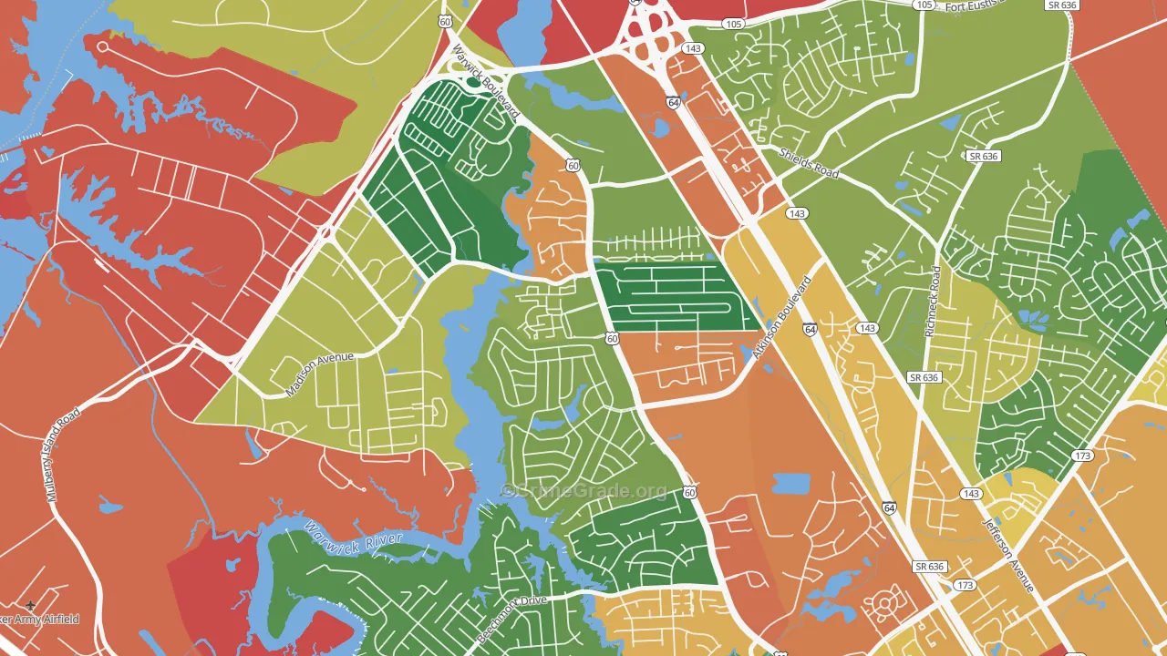 Reservoir, Newport News, VA Map of Burglary Rates