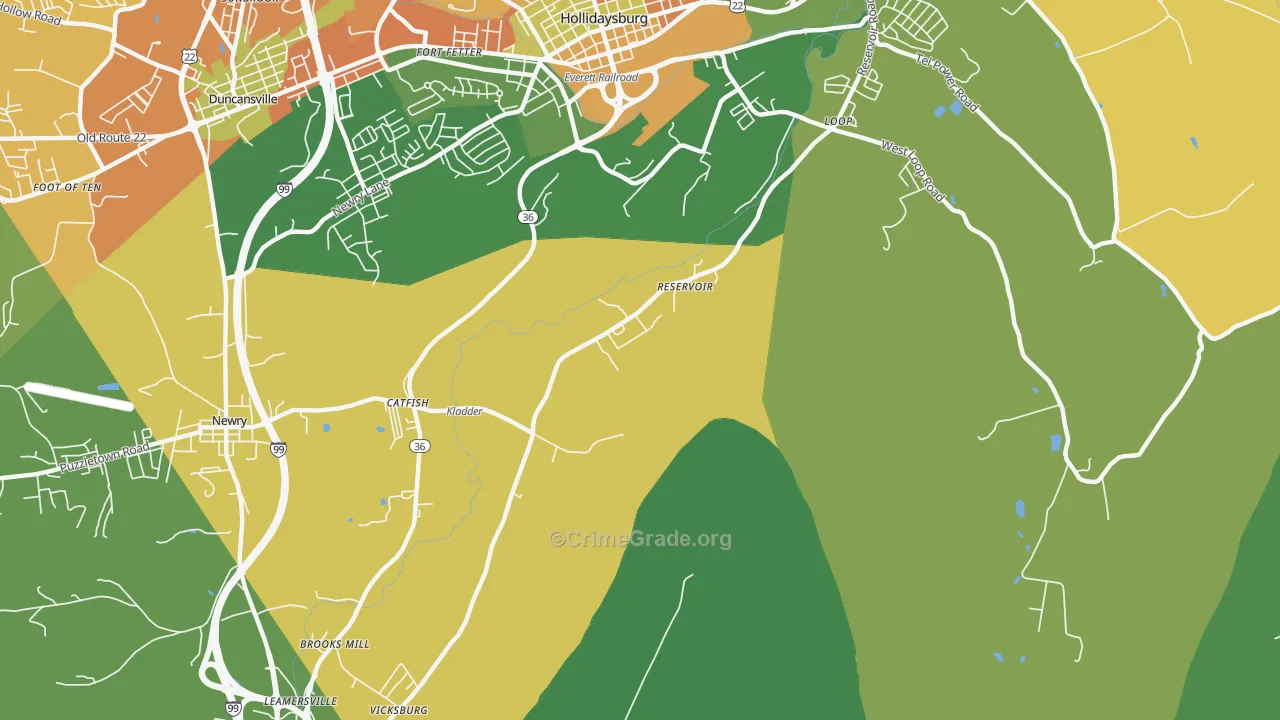 Reservoir, PA Map of Burglary Rates