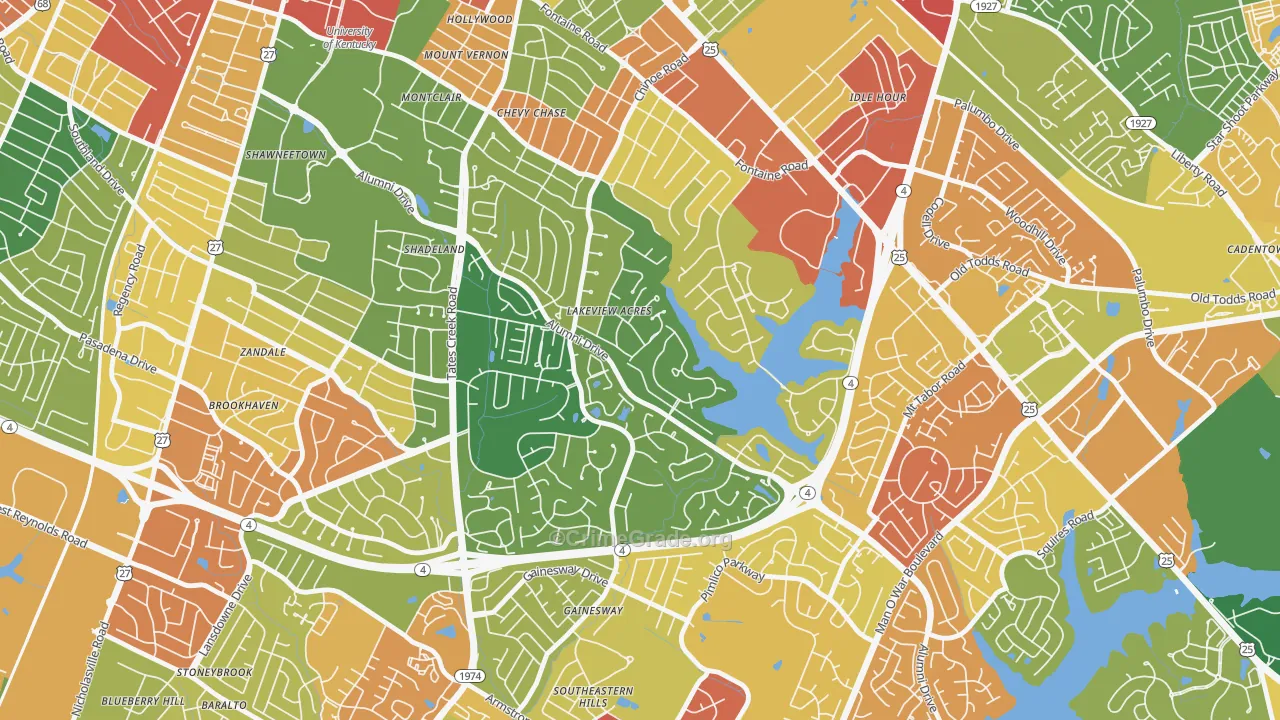 Reservorir, Lexington, KY Map of Burglary Rates