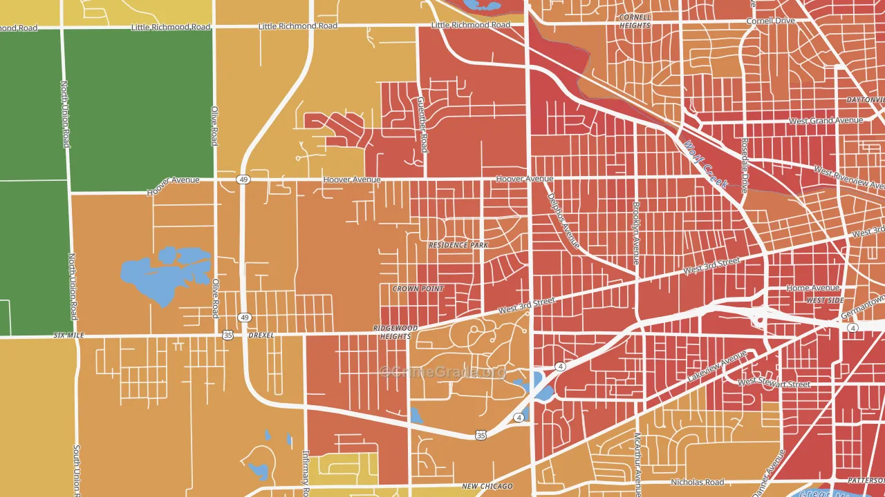 Residence Park, Dayton, OH Map of Burglary Rates
