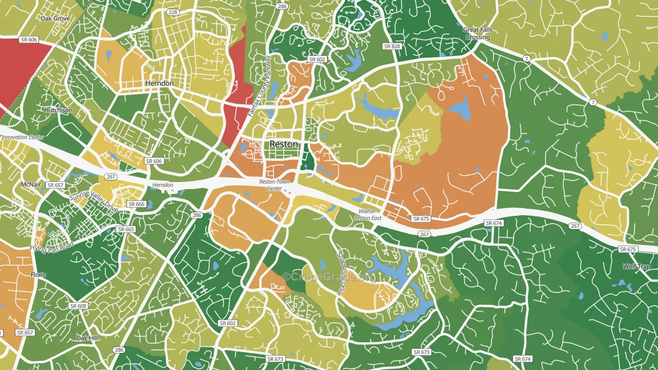 Reston, VA Map of Burglary Rates