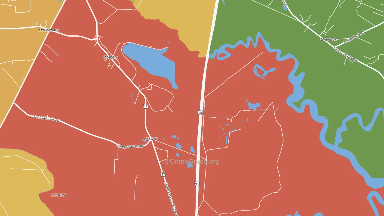 Retreat, GA Map of Burglary Rates