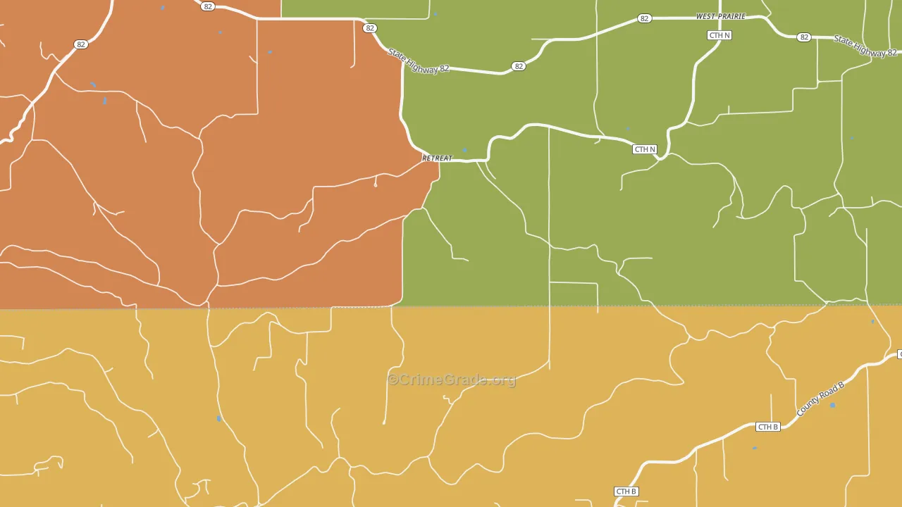 Retreat, WI Map of Burglary Rates