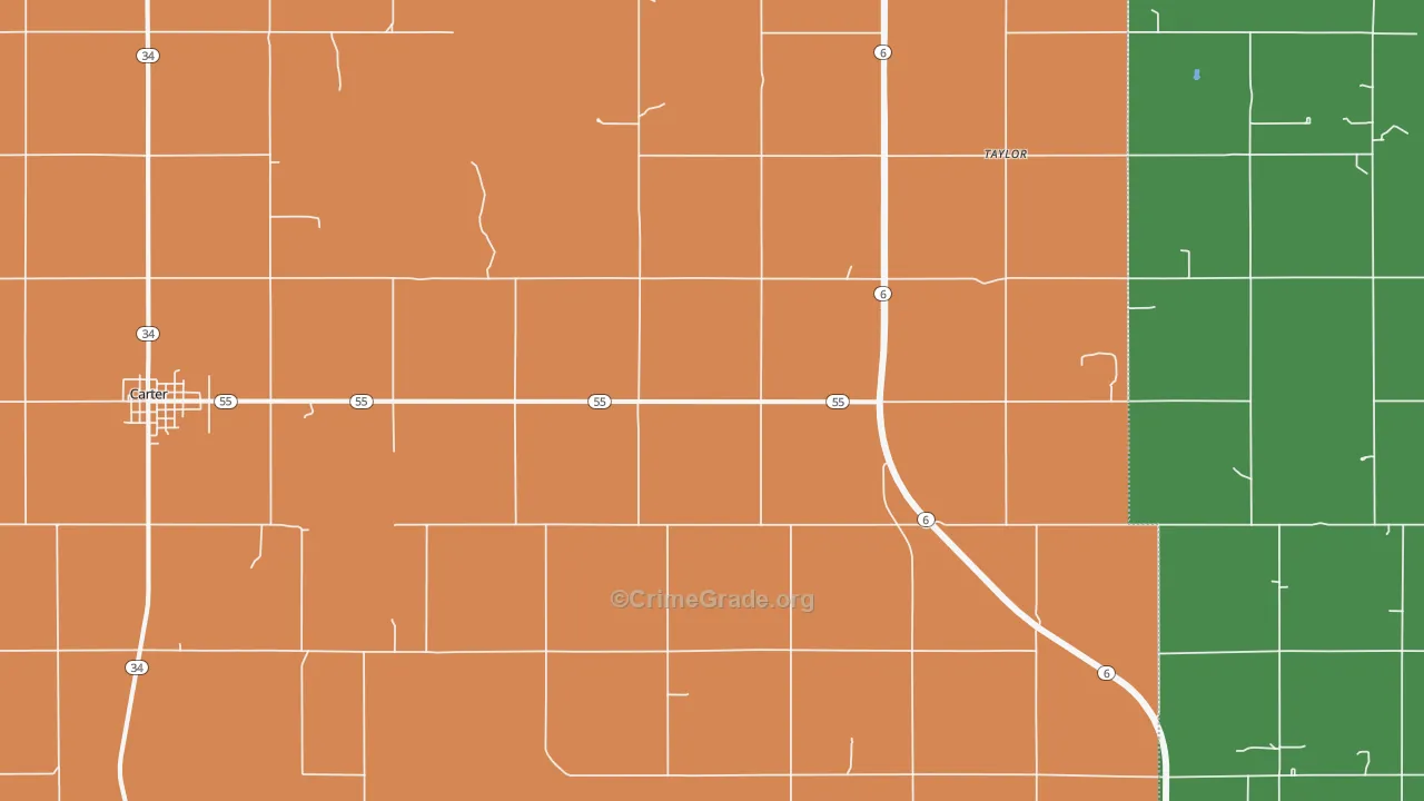 Retrop, OK Map of Burglary Rates