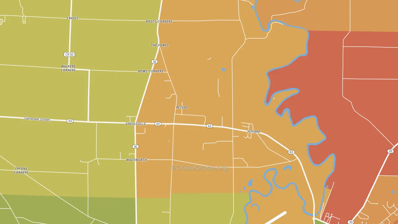 Retsof, NY Map of Burglary Rates