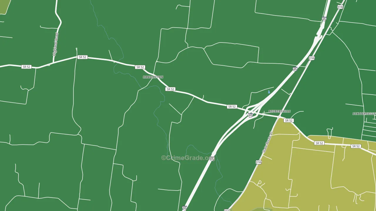 Reubensville, TN Map of Burglary Rates