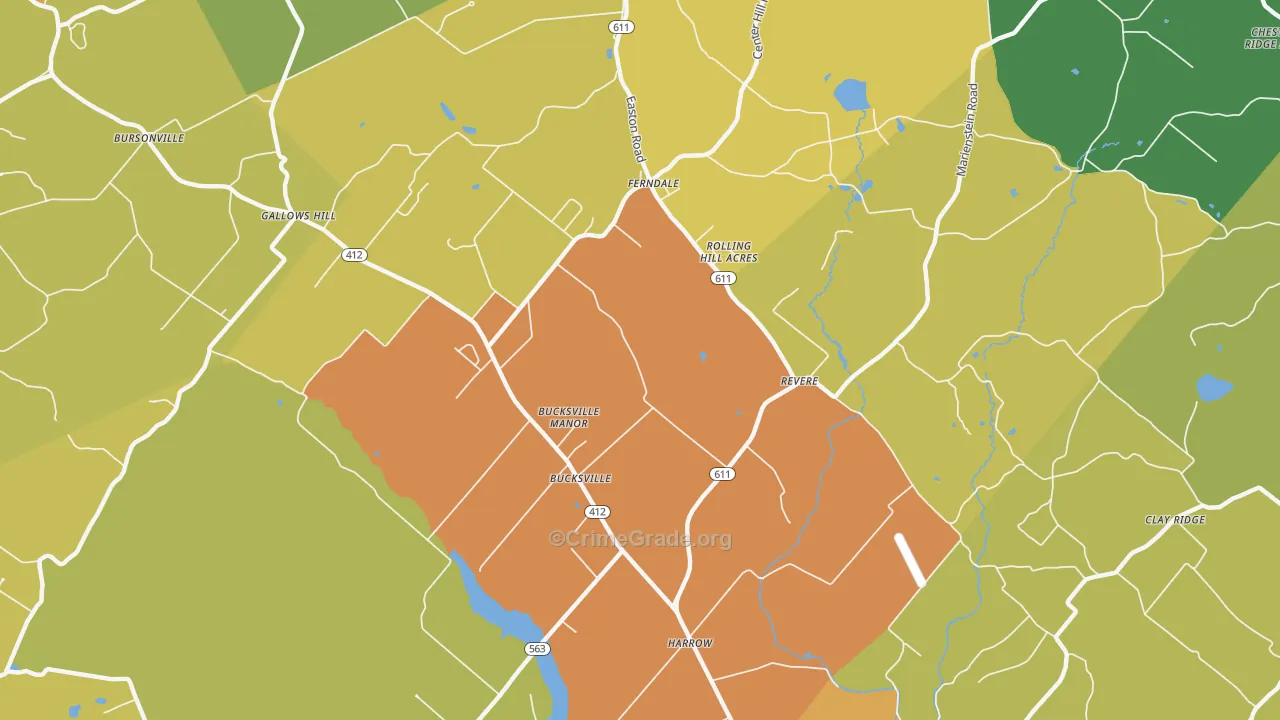 Revere, PA Map of Burglary Rates