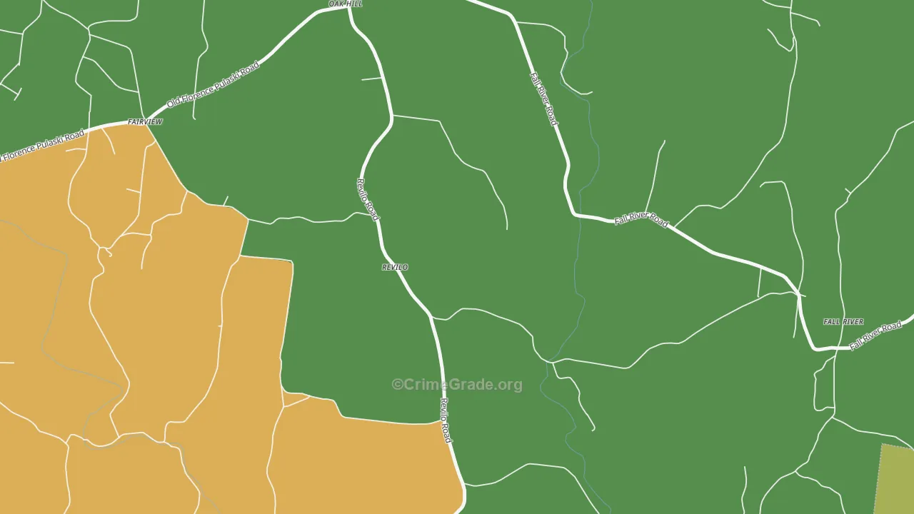 Revilo, TN Map of Burglary Rates