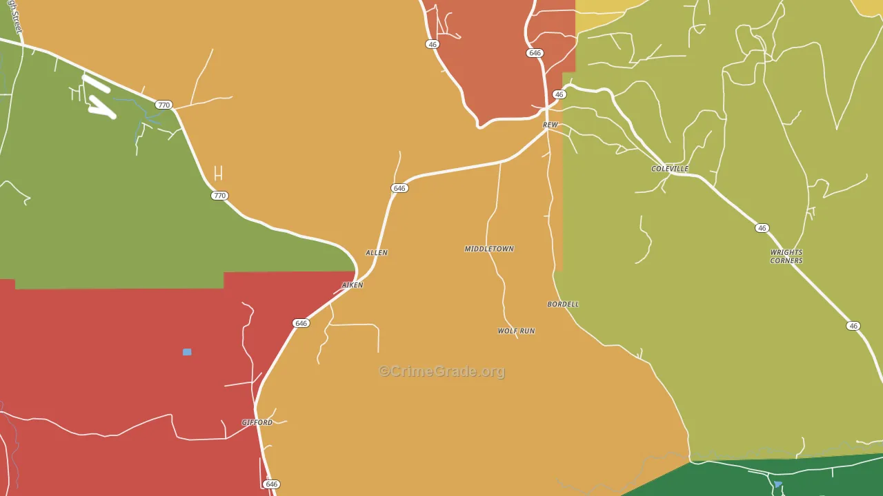 Rew, PA Map of Burglary Rates