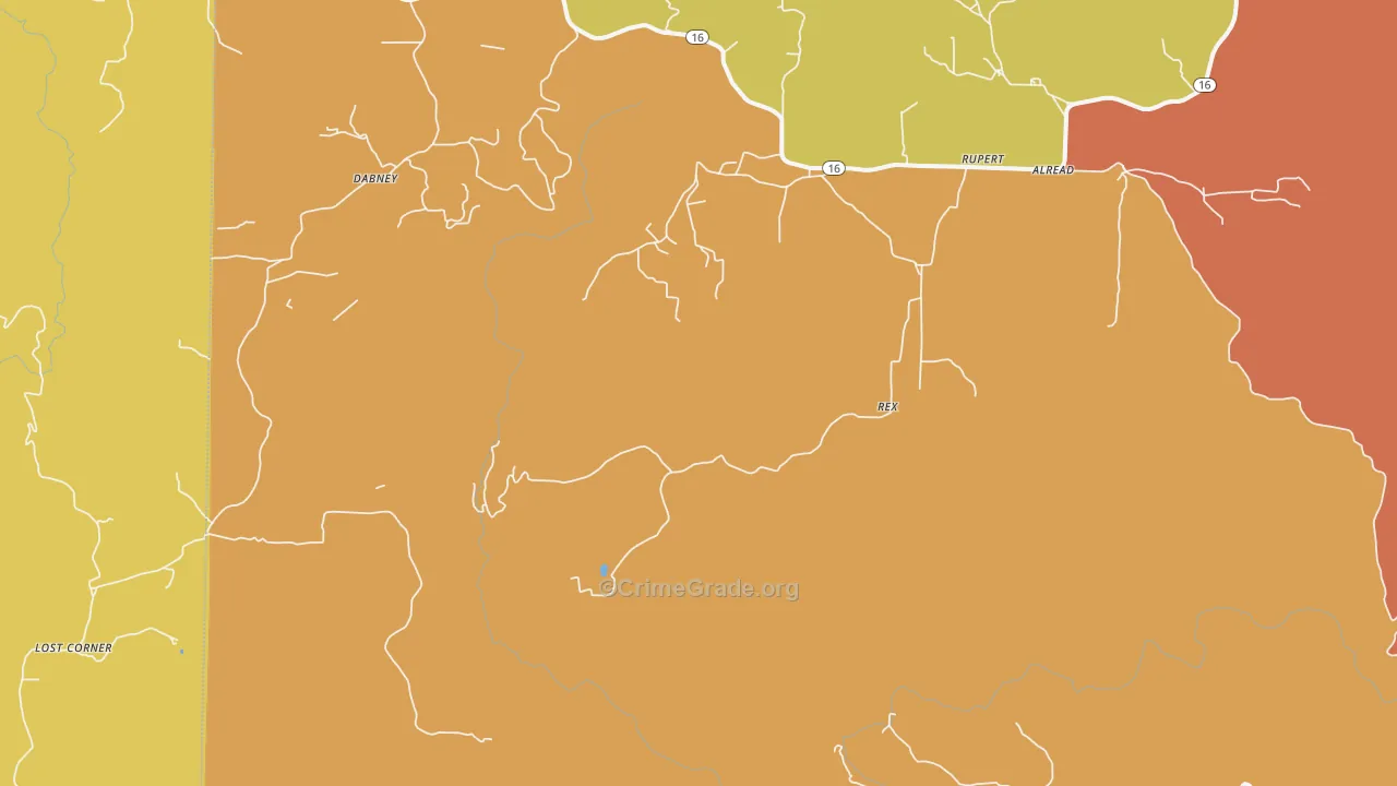 Rex, AR Map of Burglary Rates
