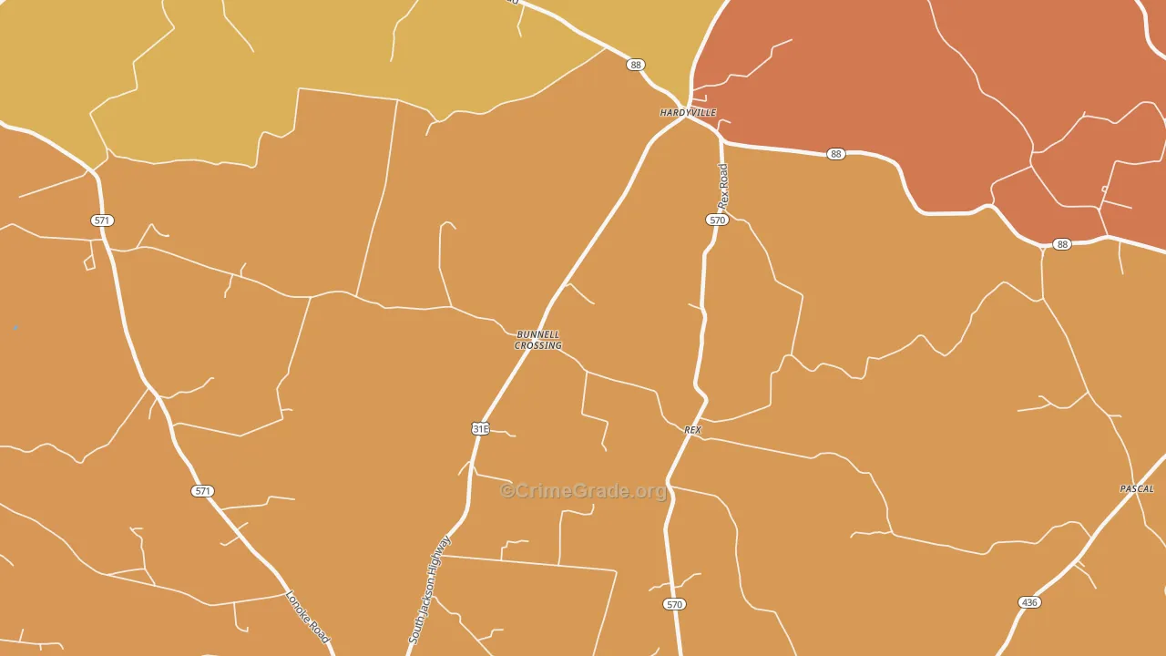 Rex, KY Map of Burglary Rates