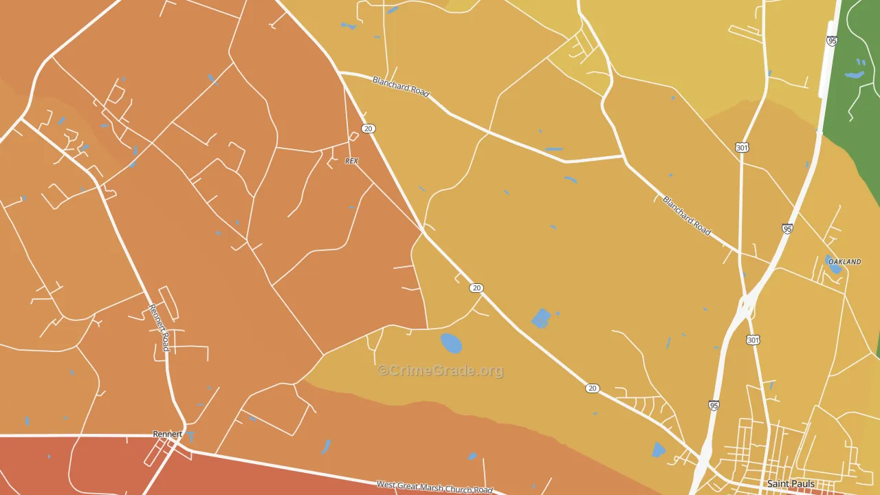 Rex, NC Map of Burglary Rates