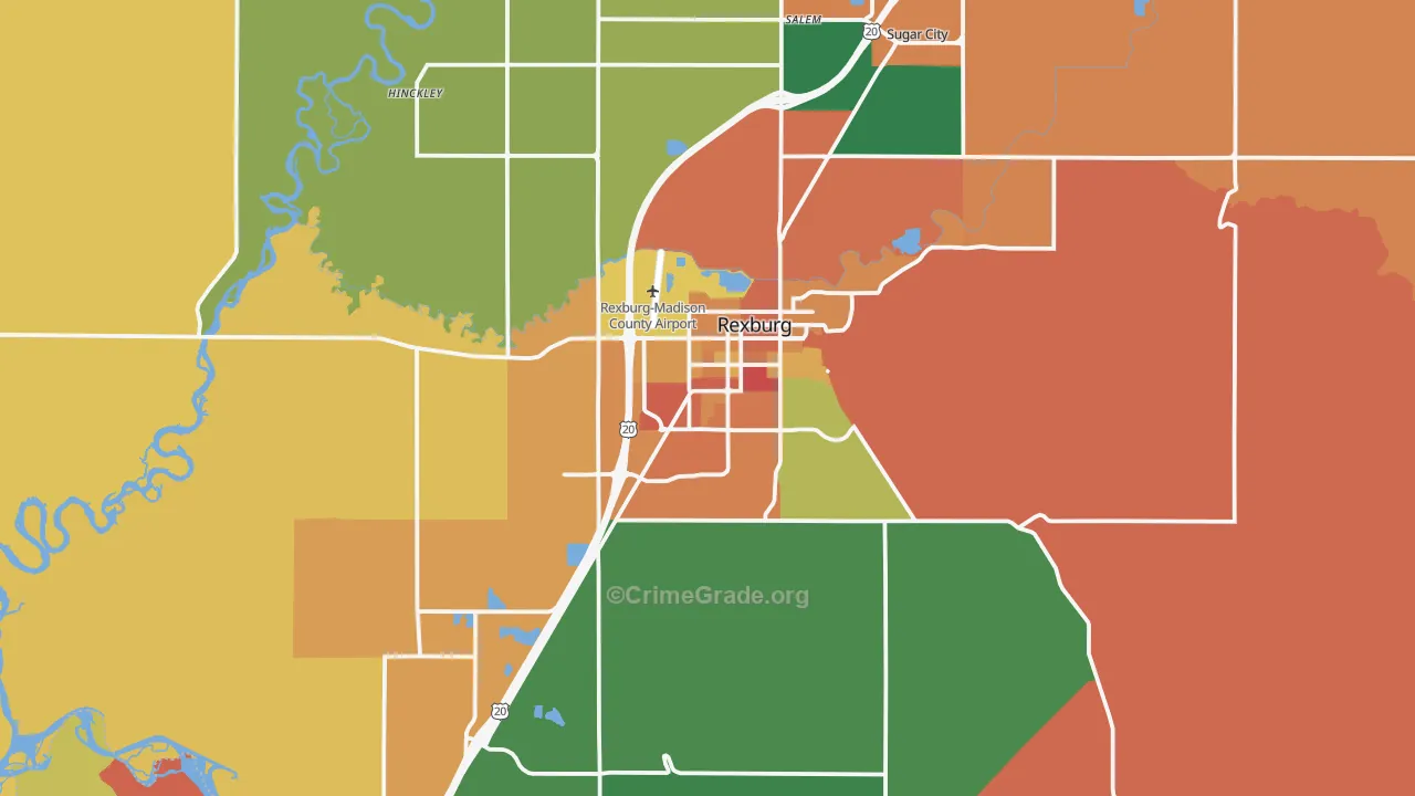 Rexburg, ID Map of Burglary Rates