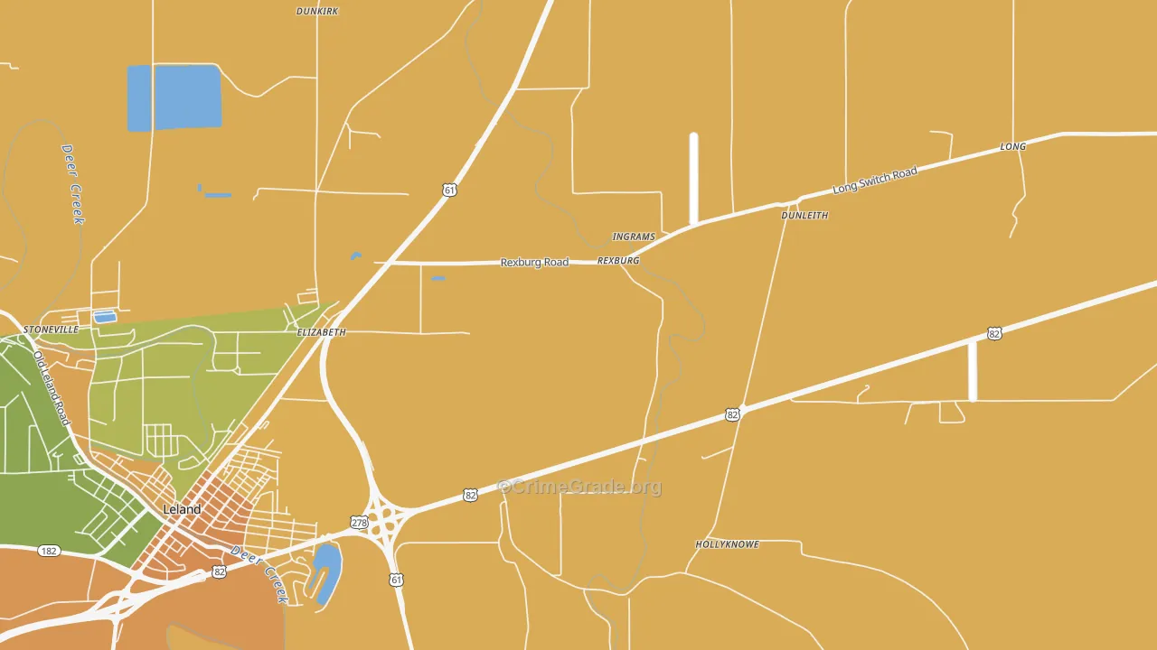 Rexburg, MS Map of Burglary Rates