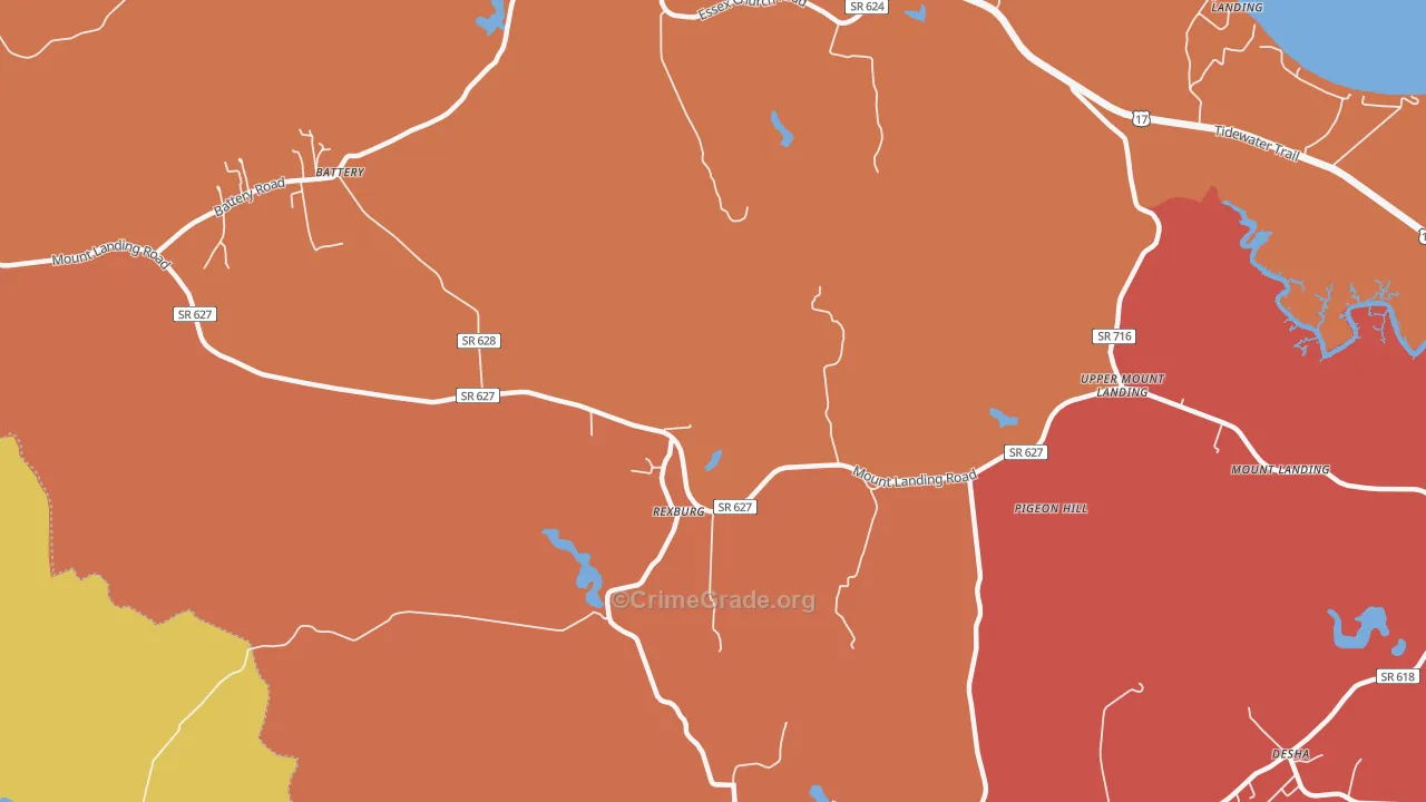 Rexburg, VA Map of Burglary Rates