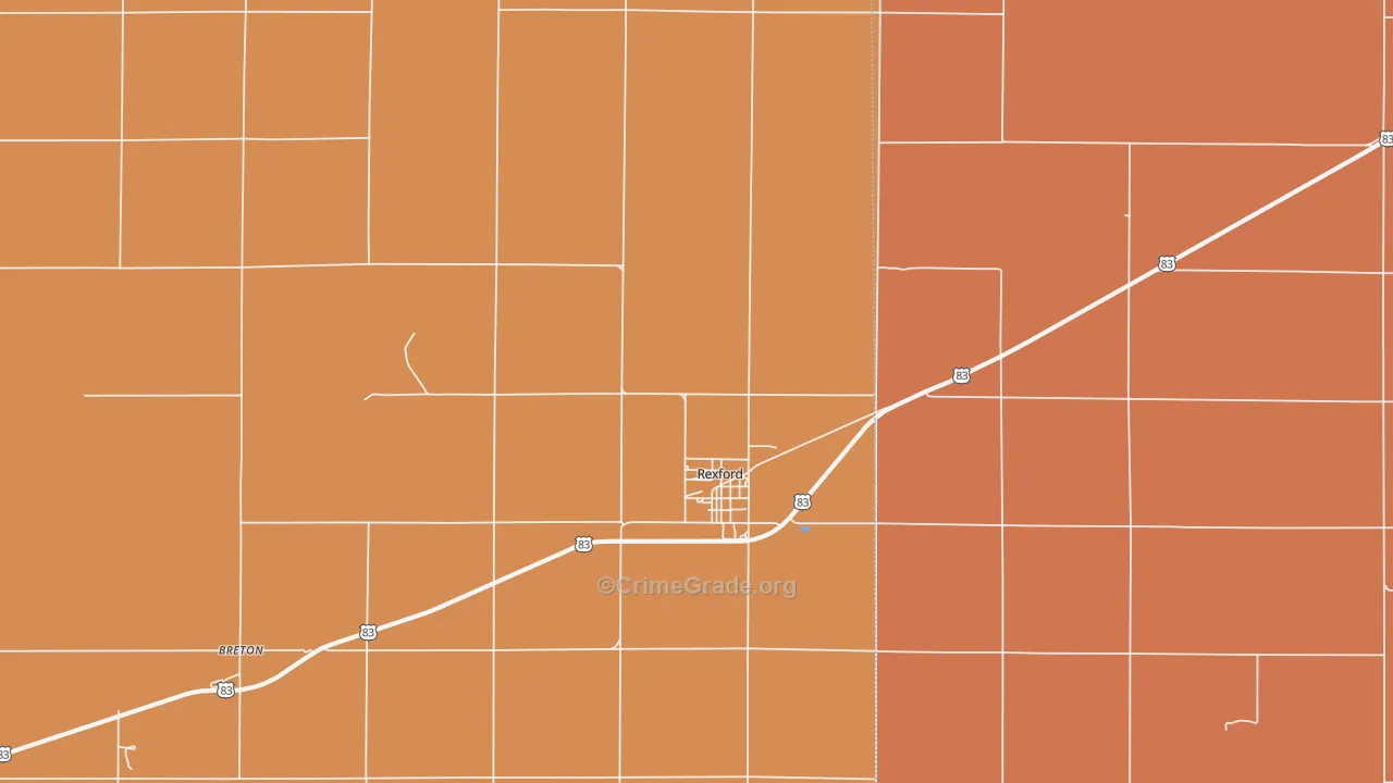 Rexford, KS Map of Burglary Rates