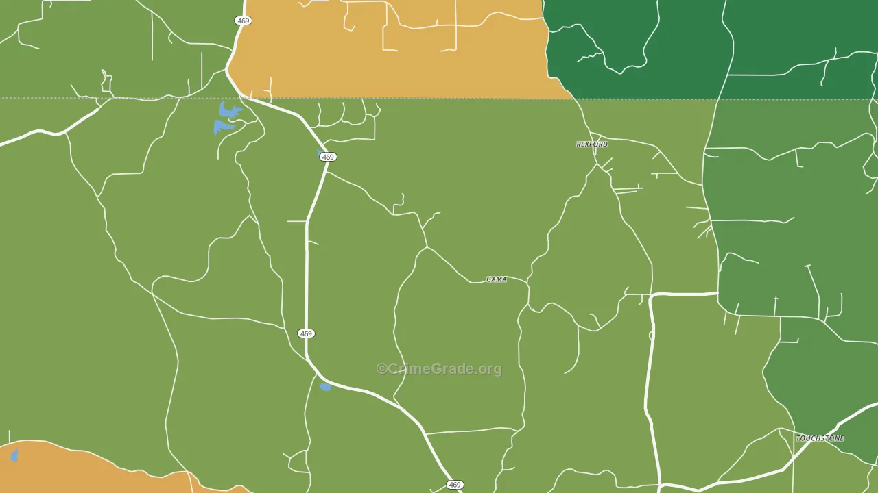 Rexford, MS Map of Burglary Rates