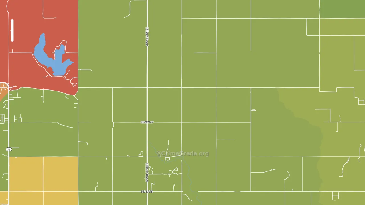 Rexroat, OK Map of Burglary Rates